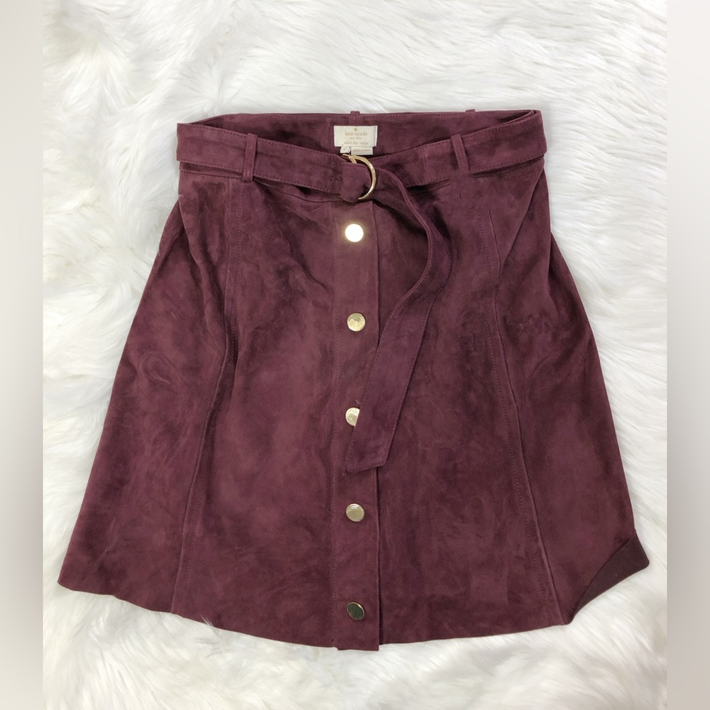 NWT $578 Kate Spade Belted Suede A-Line Skirt - Picture 6 of 7